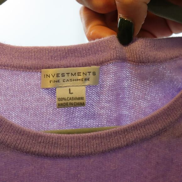Investments 100% Cashmere Short Sleeve Sweater Lavender Size L - Picture 4 of 4